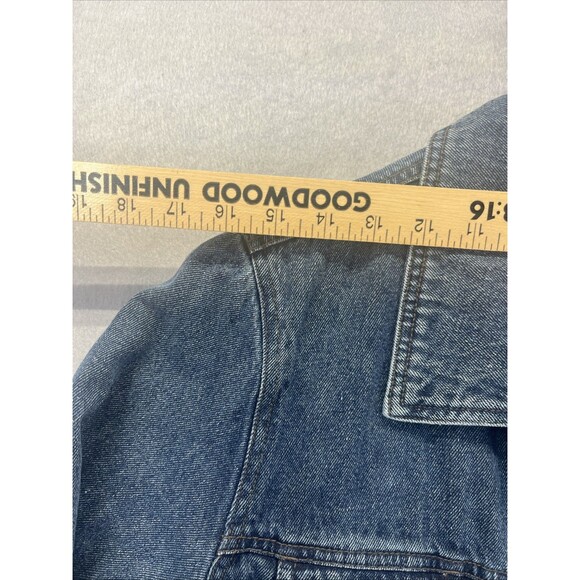 Mudd Quilted Lined Mid Length Jean Jacket L Blue Button Denim Grunge Vintage Y2K - Picture 9 of 9